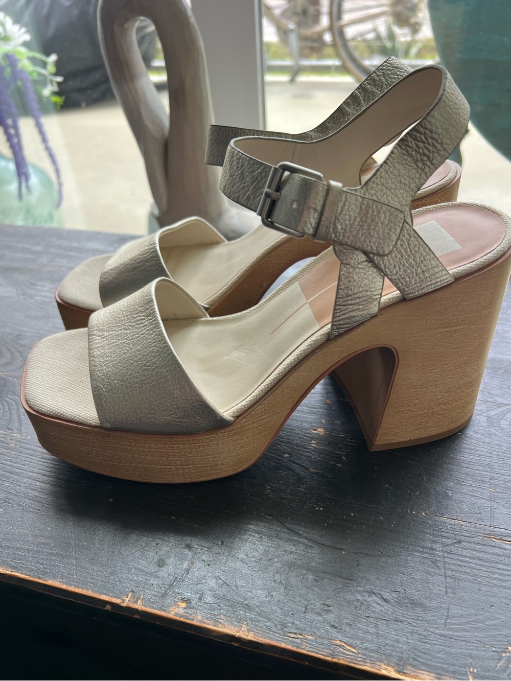 Dolce Vita Silver Metallic Platform Sandals